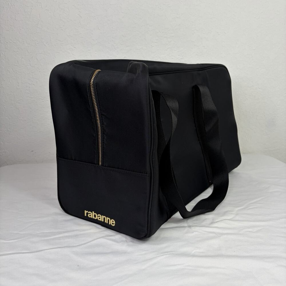 Rabanne Black Duffle Weekender Bag, NWOT, masculine, classic, lightweight.